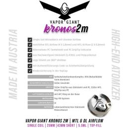 Vapor Giant Kronos 2 M (MTL/DL) RTA Tank - 5,5ml 25mm...